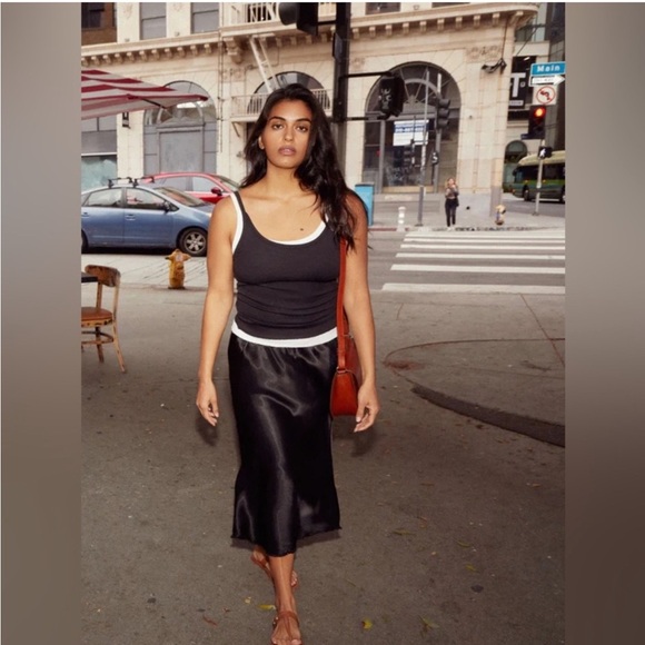 Nation LTD black Mabel satin midi skirt - Picture 4 of 10